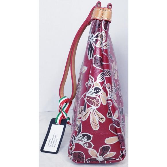 NWT CAVALCANTI Collection Italian Large Floral Clutch Wristlet Handbag Purse Red - Picture 5 of 16